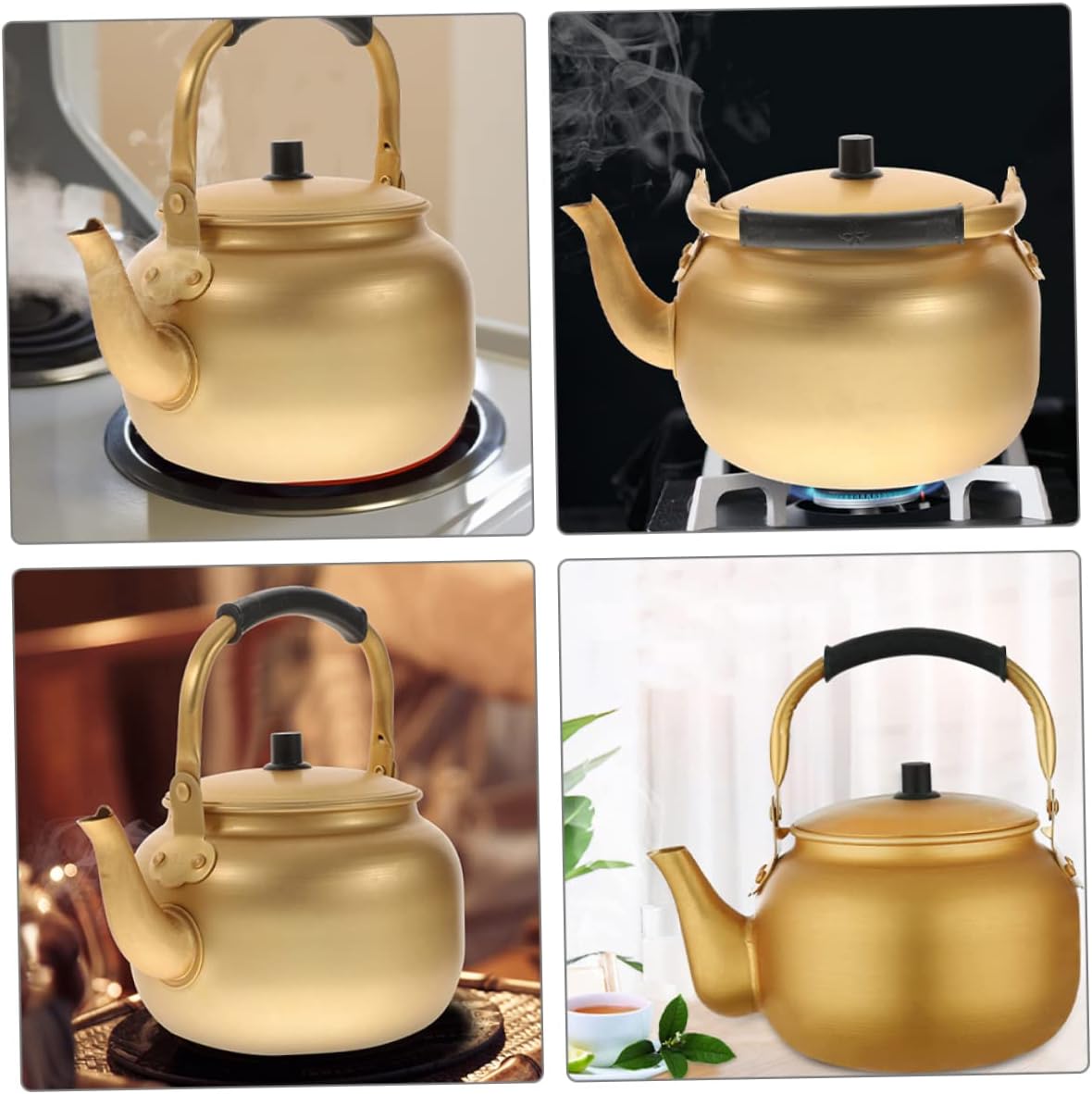 Vintage Aluminum Kettle - Metal Water Boiler Heating Kettle, Teapot, Small Teapot, Metal Boiler with Handle
