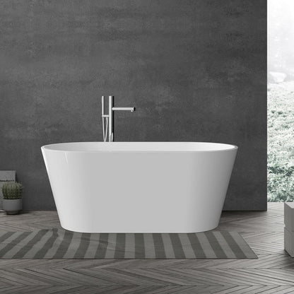 67 Inch Freestanding Bathtub, Extra Large Free Standing Bath Tub, Acrylic Stand Alone Tub with Chrome Drain & Overflow, Deep Soaking Tub for Home Spa Bathroom, White