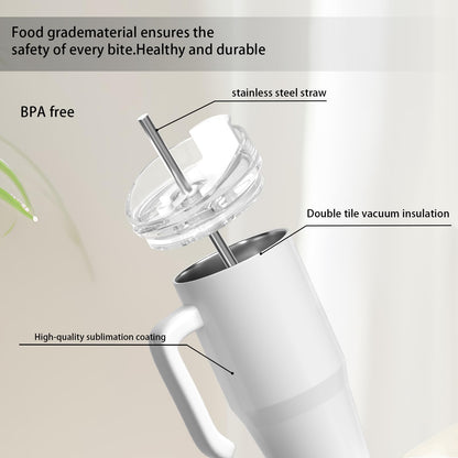 ZREGGUR 1pcs 20oz Sublimation Tumbler with Handle,Stainless Steel Tumbler with Lid and Straw &Brush Double Wall Vacuum Reusable Sports Water Bottle with Handle Travel Coffee Mug