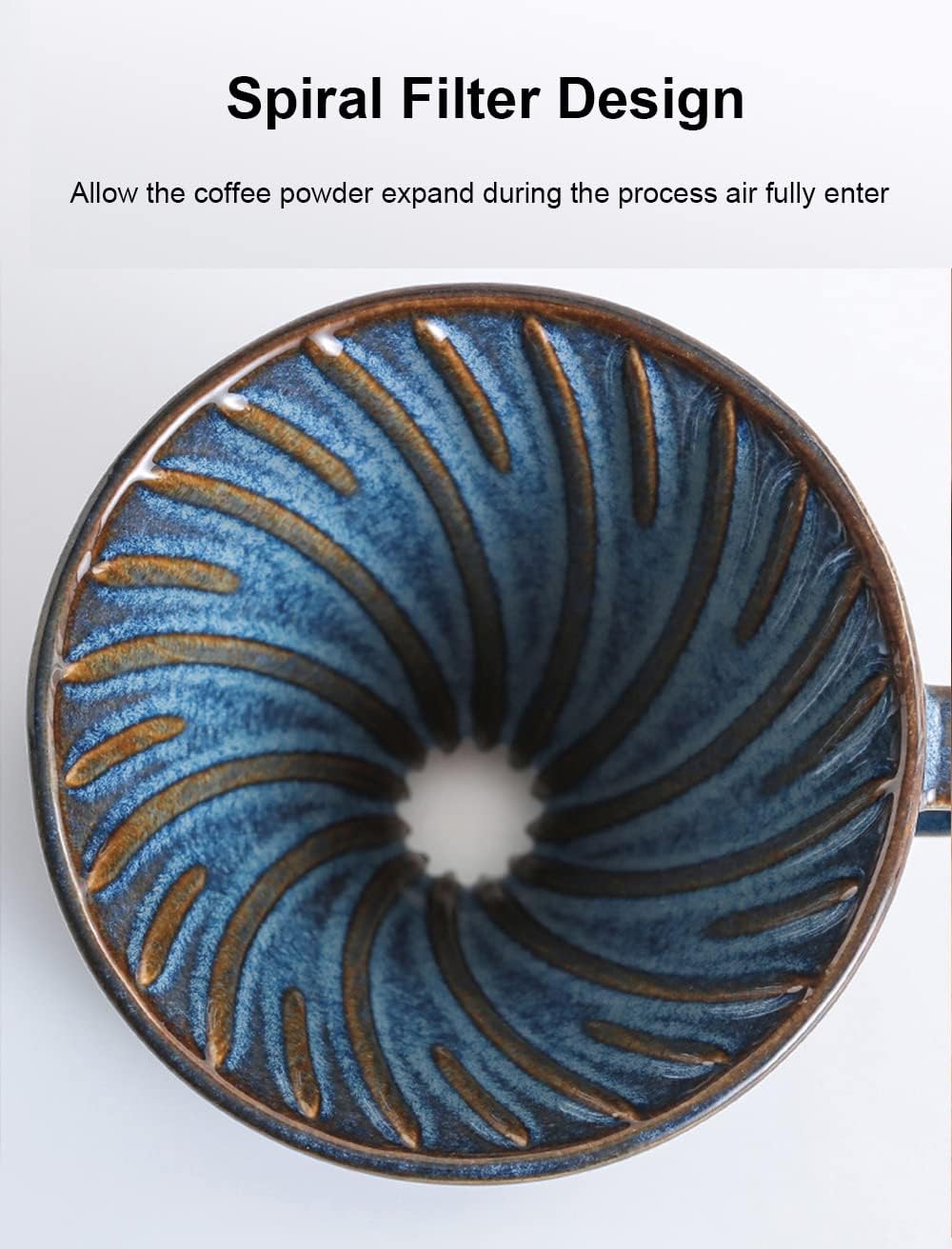 Ceramic Coffee Dripper Filter, 60 Angle Tapered Hand Brew Coffee Cup, Reusable Porcelain Pour Over Set for Home