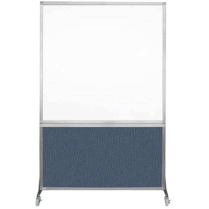 DivideWrite Mobile Whiteboard | Double Sided Dry Erase Board | Portable Office Cubicle Partition | Display for Classrooms, Conference Rooms, Meeting Areas and More | Ocean Fabric 4' Wide X 6' Tall