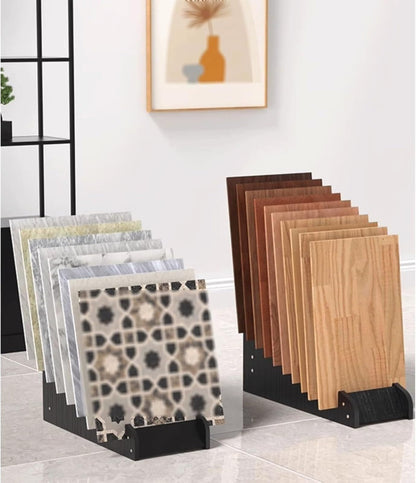 Floor Tile Sample Rack,Durable Wooden Floor Tile Display Rack - 71x43x31cm Multi-Slot Retail Storage Stand for Building Materials, Stylish Showroom Shelf, Ideal for Product Showcasing & Stor