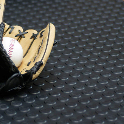 Rubber-Cal Coin-Pattern Thermoplastic Flooring - 3.5mm x 36" x 20ft - Black