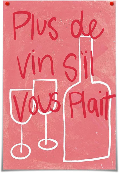 zphvaqd 16 24 Pink Canvas Wall Art Print Wine Pictures Feminist Posters French posterTrendy Teen Girl Funky Home Decor