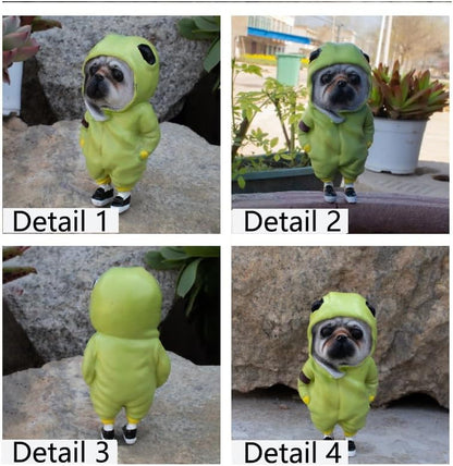Skiennix Cute Resin Dog Statue - Handmade Animal Decor for Living Room | Small Green Backpack Design