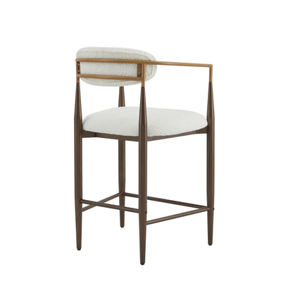 Christopher Knight Home Ebany 25" Barstools Set of 2, Metal Frame Counter Stool, Upholstered Bar Chair, Curved Back Barstool, Open Design Counter Stool for Kitchen Dining Island Table, Beige+Gold