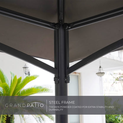 Grand Patio 10x13 Gazebo Double Soft Top Canopy Anti-UV Shelter with Privacy Curtains and Netting for Patio Deck Backyard Garden Lawns