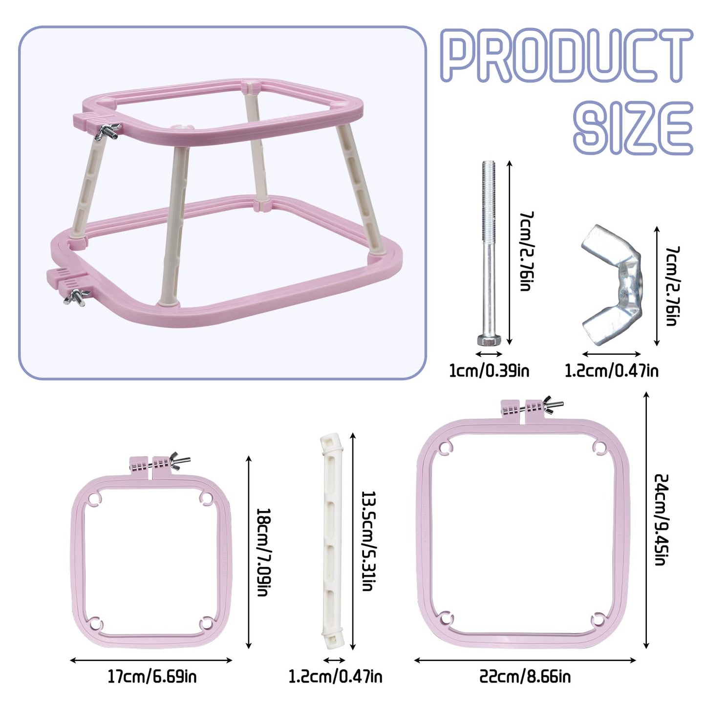 2-Layer Small Embroidery Hoop Stand, Square Hands Free Embroidery Frame for DIY Crafts, ABS Plastic Cross Stitch Hoop Holder for Craft Sewing, Needlework (Purple)