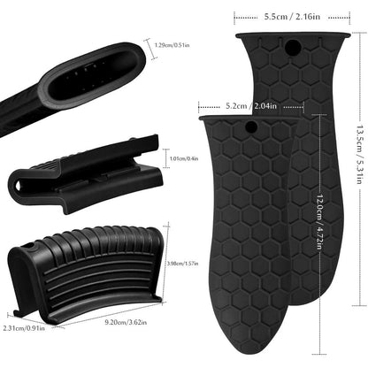 EVAHOM Silicone Hot Handle Holder, Heat Resistant Potholder Cookware Handle Cast Iron Skillets Handles Grip Covers for Cast Iron Skillet (Black)