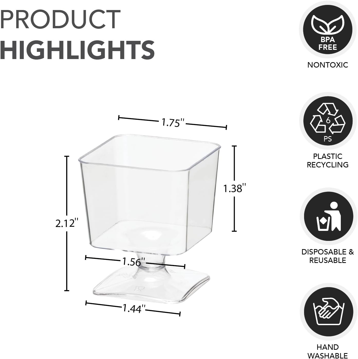2 oz. Stemmed 20-Count Party Essentials Mini Disposable Plastic Small Portion Ice Cream/Dessert/Yogurt/Parfait Sample