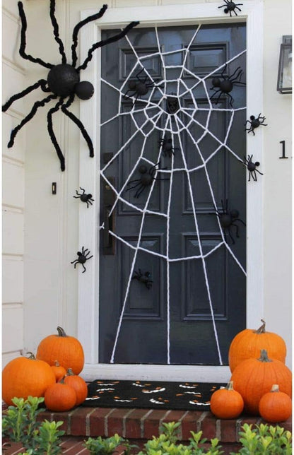 White Tufted Pumpkin Faces Doormat - 18" x 30"