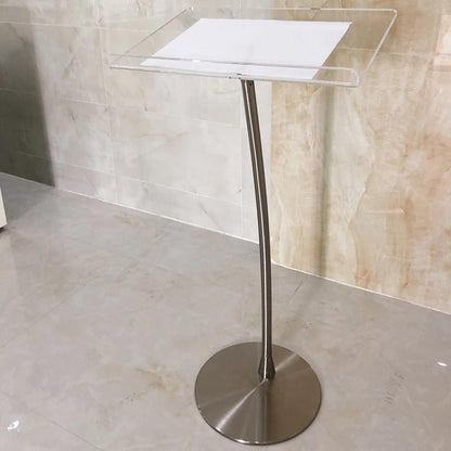 DHXIAMZ Acrylic Podium Lectern Stand - Adjustable Floor Lectern for School, Church, Conference, Stage & Office - Multi-Purpose Standing Desk with Professional Design