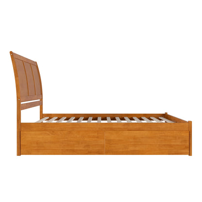 AFI, Portland King Platform Bed with Footboard & Storage Drawers, Light Toffee