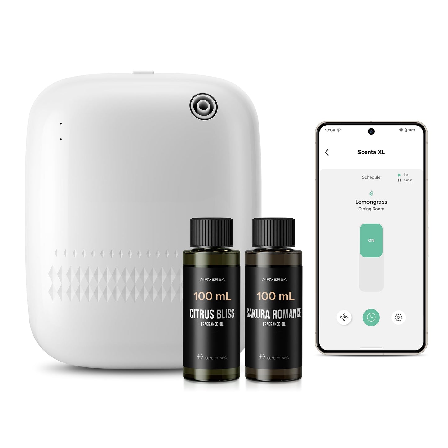 Airversa Smart Scent Air Machine with 400mL Capacity Up to 2000 sq.ft. Waterless Essential Oil Diffuser for Home and Commercial Use, Aromatherapy Scent Diffuser for Large Rooms, ANW-Black