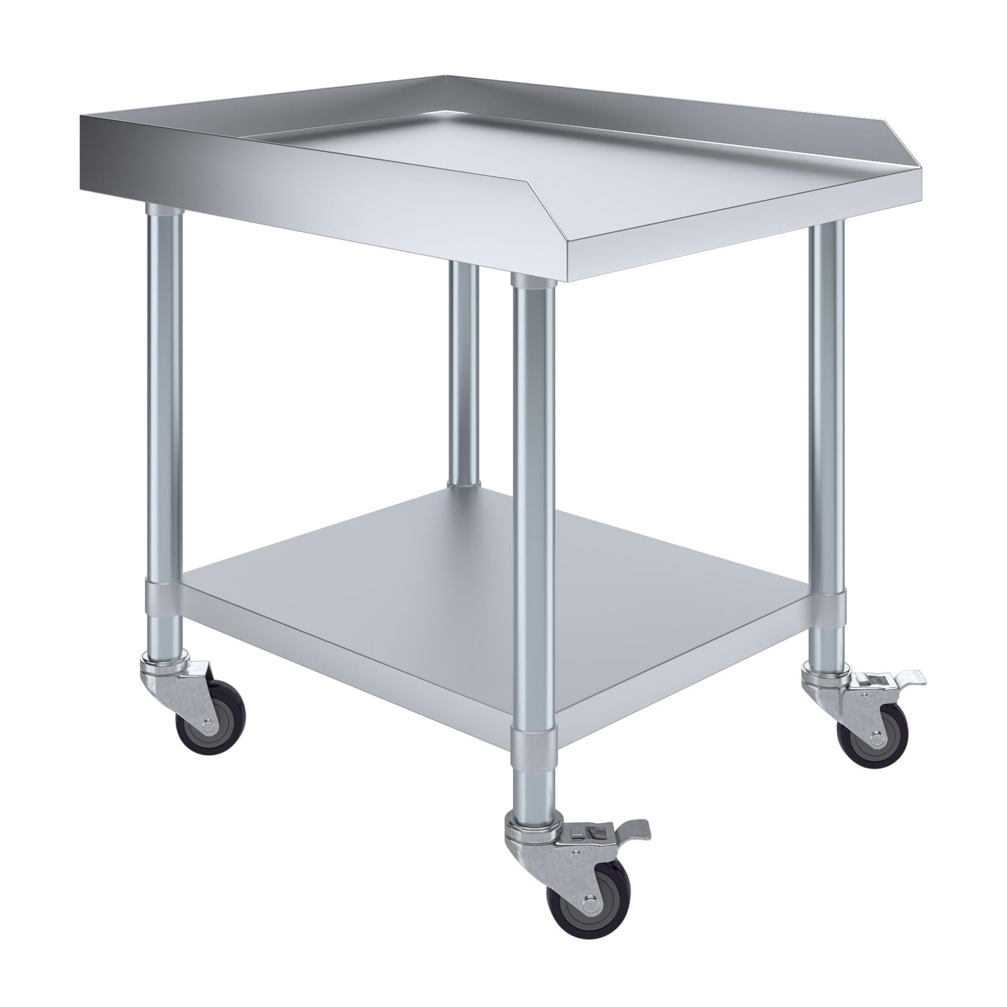 AmGood Stainless Steel Equipment Stand with Undershelf + Casters, Heavy Duty, Commercial Grade, NSF Certified (30" Width x 24" Length + Casters)