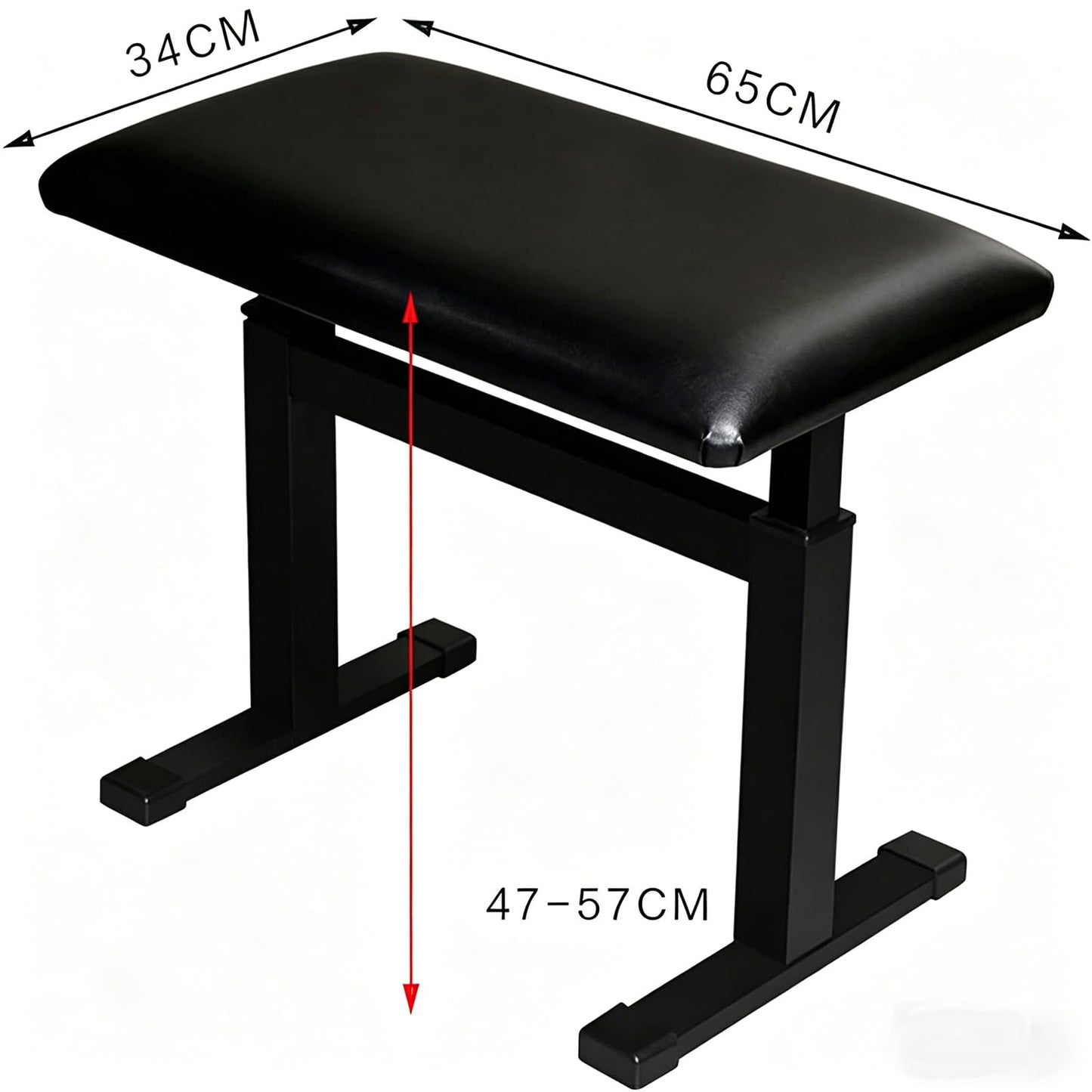GAZOGJ Leather Piano Bench Luxury Genuine Leather Piano Stool I-Shaped Piano Bench,Hydraulic Automatic Lifting Technology,Strong Load-Bearing
