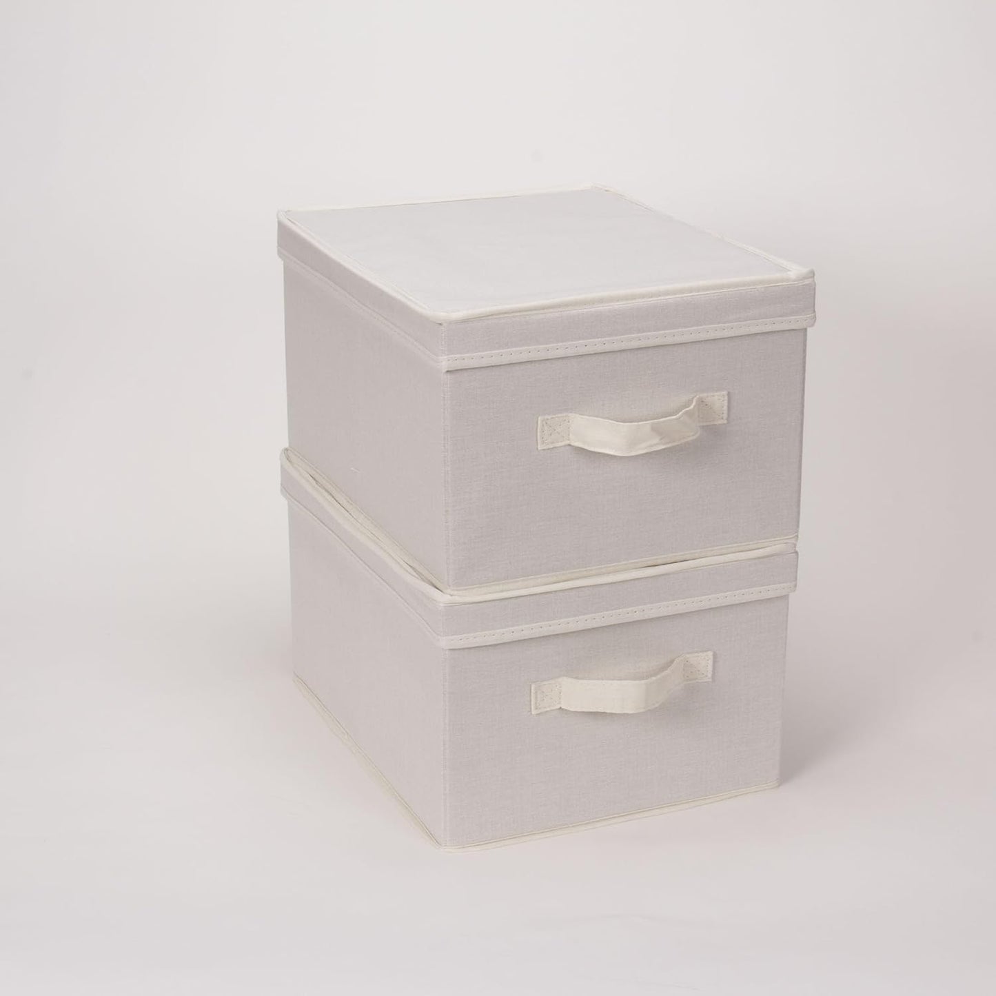 Household Essentials 113 Large Storage Box with Lid and Handle - Natural Beige Canvas
