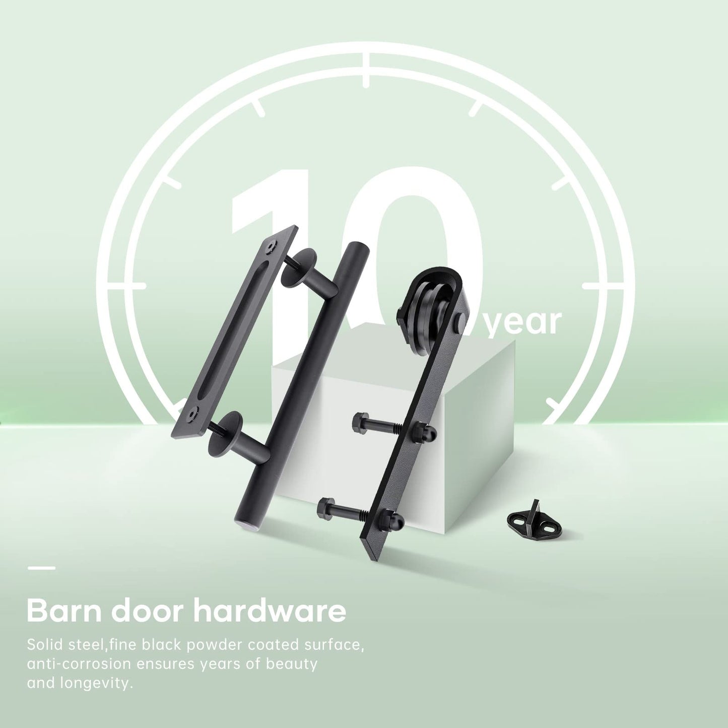 FREDBECK Double 18 x 84 inch Glass Barn Doors 36inch Barn Door with 6.6FT Hardware Kit & Handle Included,3-Panel Frosted Glass,LVL Wood Panel,Water-Proof PVC Surface,Pre-Drilled Holes,Need Assembly