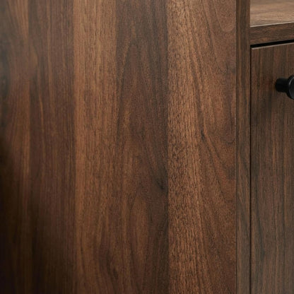 Furnifact Walnut Luna Record Player Cabinet with Vinyl Storage, Durable Wood Construction, Modern Design, Compact Size, Perfect for Living Room or Studio