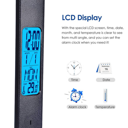 Multifunctional LED Desk Lamp with Wireless Charger,USB Charging Port,Clock,Phone Holder,Desk Lamps for Home Office,Eye-Caring Reading Lamp,Study Lamp for Boys,Girls,Teens,White
