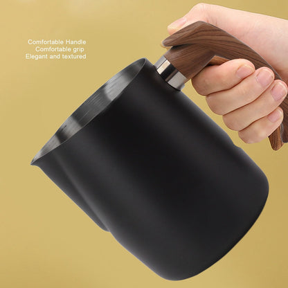 Tomotato Milk Frothing Pitcher, 34oz Barista Steaming Cup with Measurement Scale, Dripless Spout, Ergonomic Handle for Espresso, Cappuccino, Latte Art, Ideal for Home, Cafe, Office Use