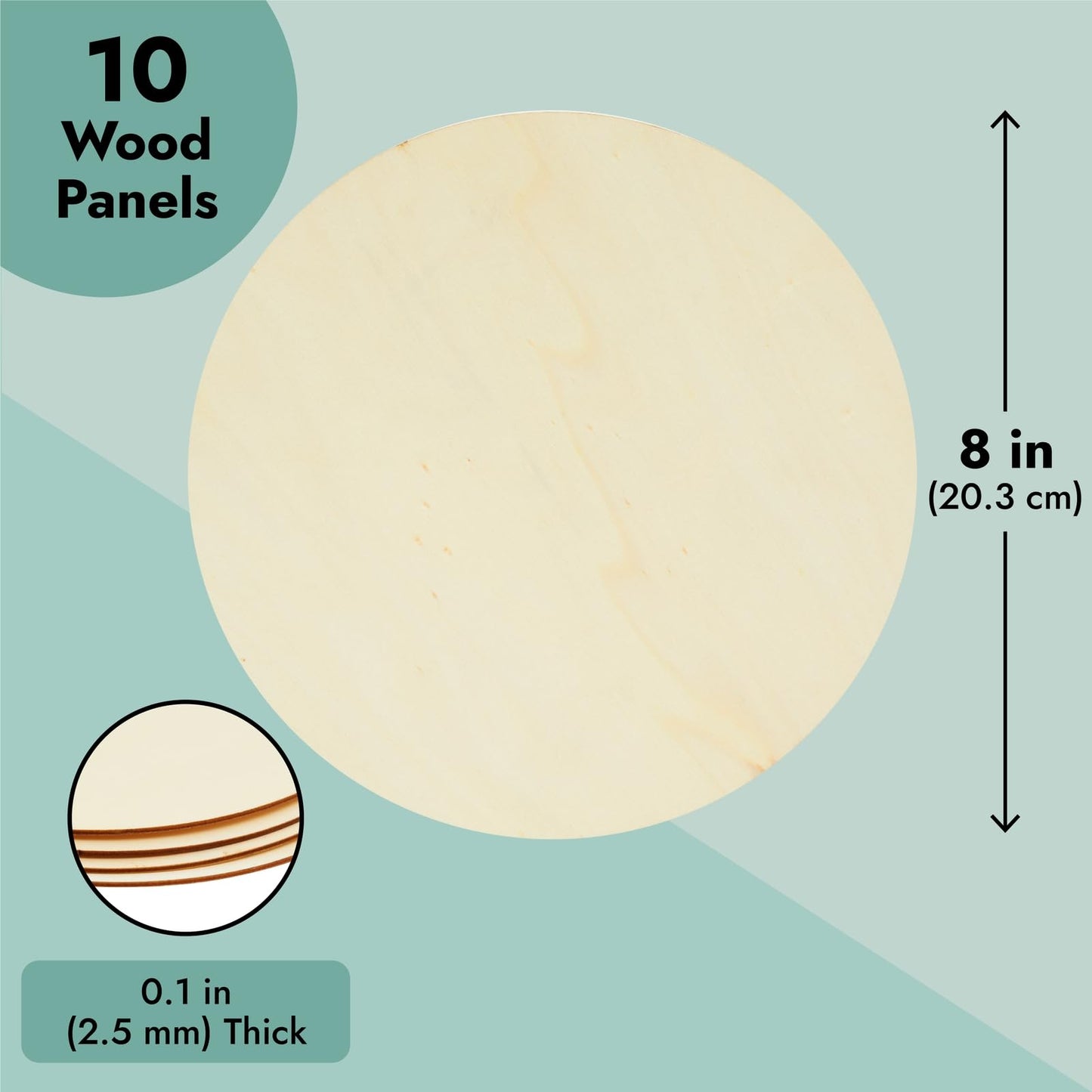 Juvale 10-Pack Wood Rounds - 8 in Diameter & 0.1 in Thick - Unfinished Wood Circles for Crafts & Engraving - DIY Coasters & Decoupage Blanks