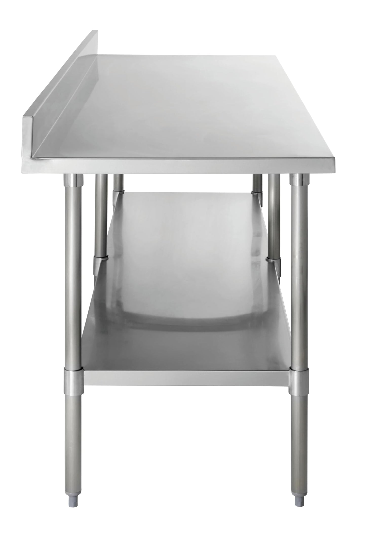 Kratos Stainless Steel Kitchen Prep Table 96"x24" with Backsplash and Undershelf, NSF Worktable for Restaurants - 16ga/304SS