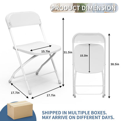 JMGJOY No Assembly Folding Chairs 20 Pack, Outdoor Portable Lightweight Wedding Chair, White Plastic Chairs for Banquet, Party, Picnic, Outdoor & Indoor Use
