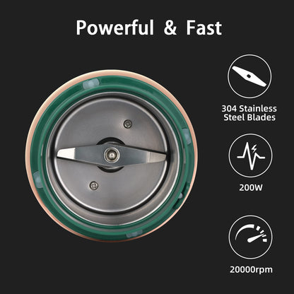 PULOYA Coffee Grinder Electric for Beans, Spices, Herbs, Grains and Nuts, Stainless Steel Blades, 2.8 oz, Green