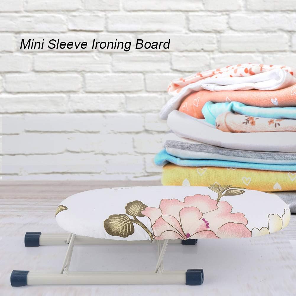 Small Ironing Board, Mini Foldable Tabletop Board for Shirt Cuffs, Collars, Sewing, Travel Use (Peony)