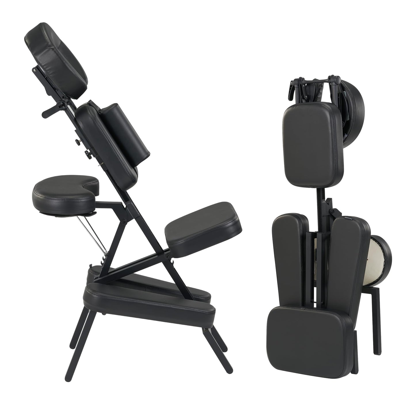 Master Massage Apollo Extra Large Portable Massage Chair – Lightweight Aluminum Tattoo Folding Chair with Enhanced Cushions and Wheeled Carrying Bag – Black