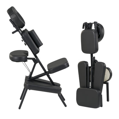 Master Massage Apollo Extra Large Portable Massage Chair – Lightweight Aluminum Tattoo Folding Chair with Enhanced Cushions and Wheeled Carrying Bag – Black
