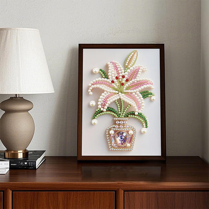 Kulvci Flower DIY 5D Pearl Painting Kit, Diamond Painting Kit for Adults Beginner, Bead Art Kits All-Pearl Dot Painting for Wall Decor, Creative Stress Relief Gift Home Decor,12 × 16 inch