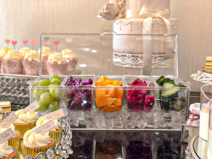 IVYHOME Ice Chilled 5 Compartment Condiment Server Caddy | Fruit Serving Tray | Condiment Pots with 5 Removable Dishes Over 2 Cup Capacity Each and Hinged Lid