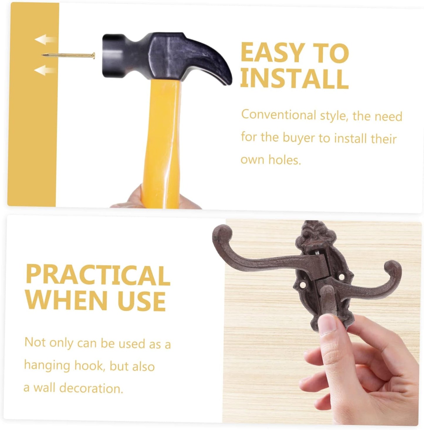 Movable Wall Hook Coat Hangers, Metal Clothes Hanger, Cast Iron Hooks for Wall Mounted Utility Clothing Rack