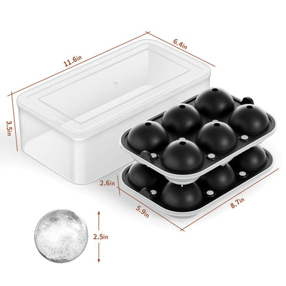 Large Ice Cube Tray for Whiskey: 2.5 Inch Silicone Ice Ball Maker - Circle Ice Cube Tray - Round Ice Sphere Maker for Old Fashioned Bourbon Whisky