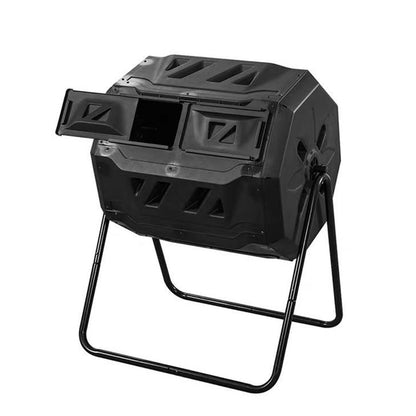 TsoLay Compost Tumbler Outdoor, 160L Dual Chamber Compost Tumbler, High Volume Composter with Sliding Doors, Ventilation Hole Design & Solid Steel Frame, for Garden, Kitchen, and Yard Waste