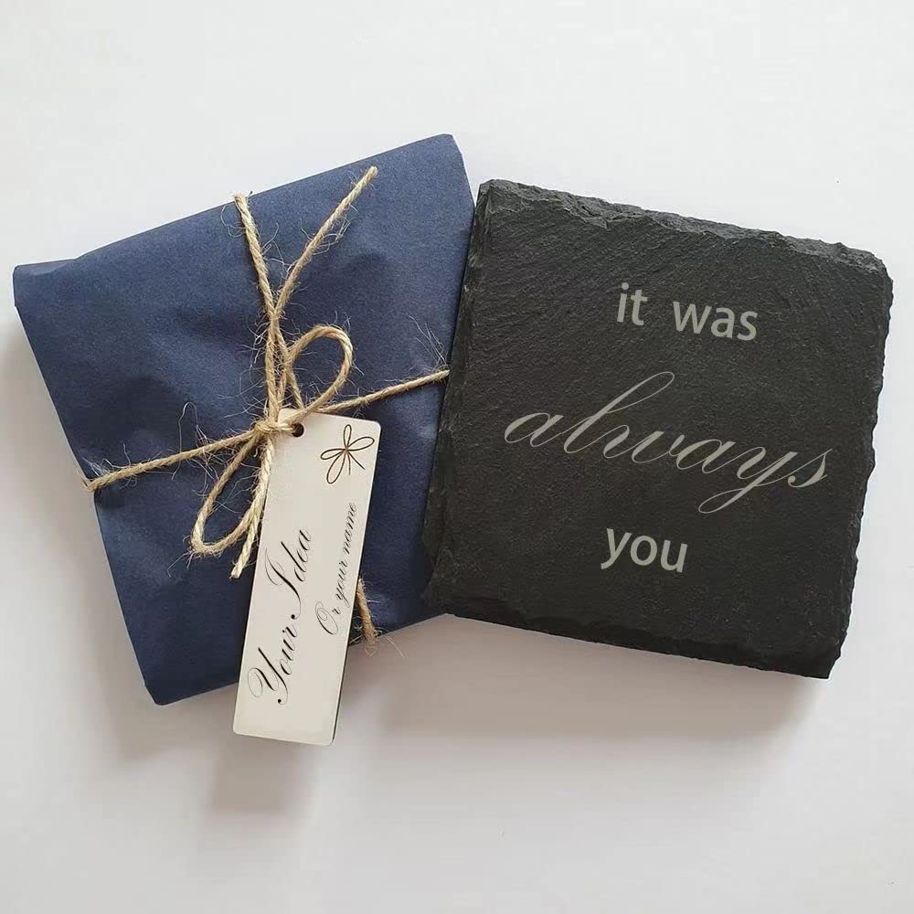 MONKEY SUN 24 Pack 4 x 4 Inch Gorgeous BlackSlate Stone Coasters Bulk Square Coaster forLaser Engraving,Painting,Drink Bar KitchenHome,DIY Handmade Natural Rough Edge,Set of 24