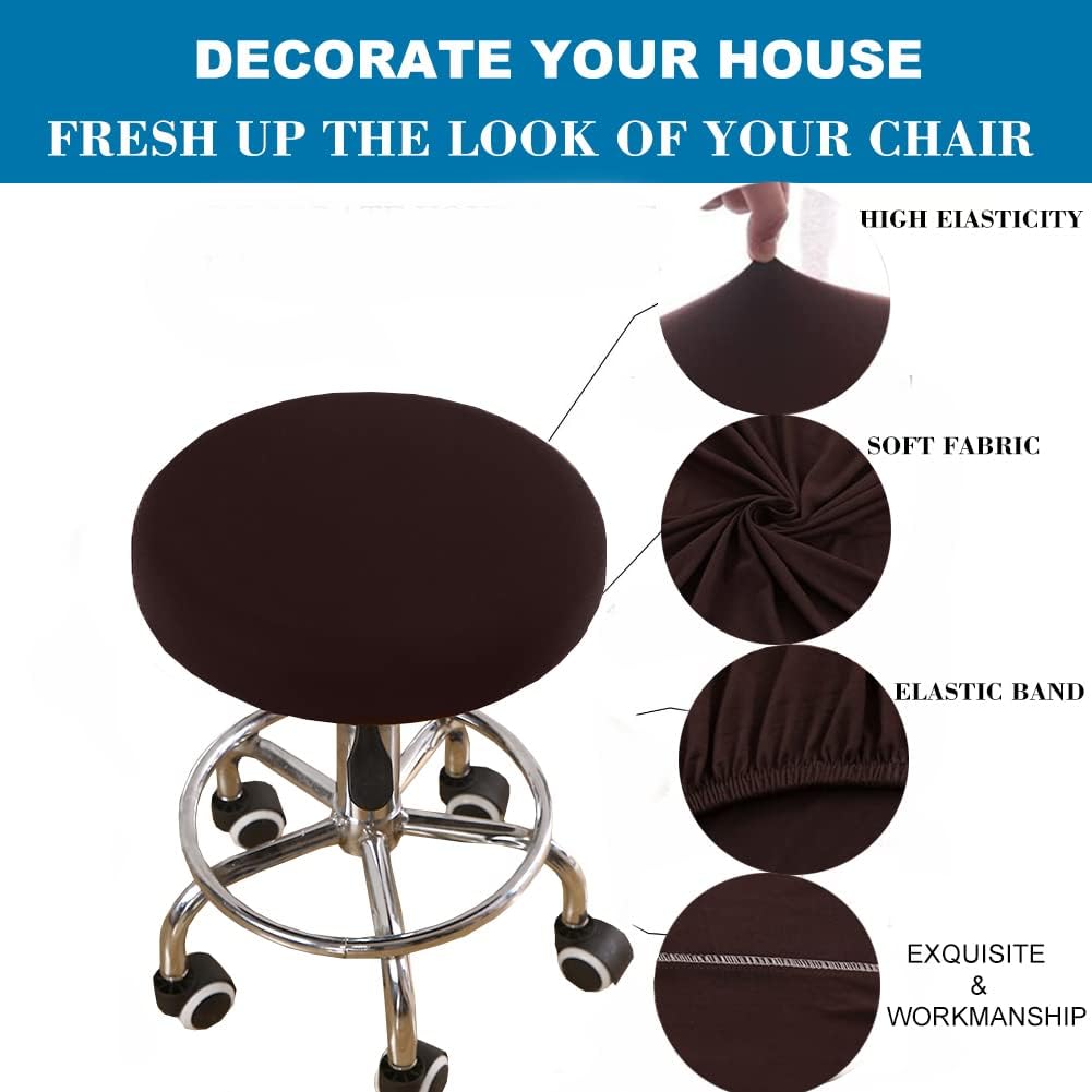 4 13-18 Inch ANWUCHEN Stool Covers - Soft Elastic Bar Stool Seat Covers for Round Wooden/Metal Chairs (Blue)