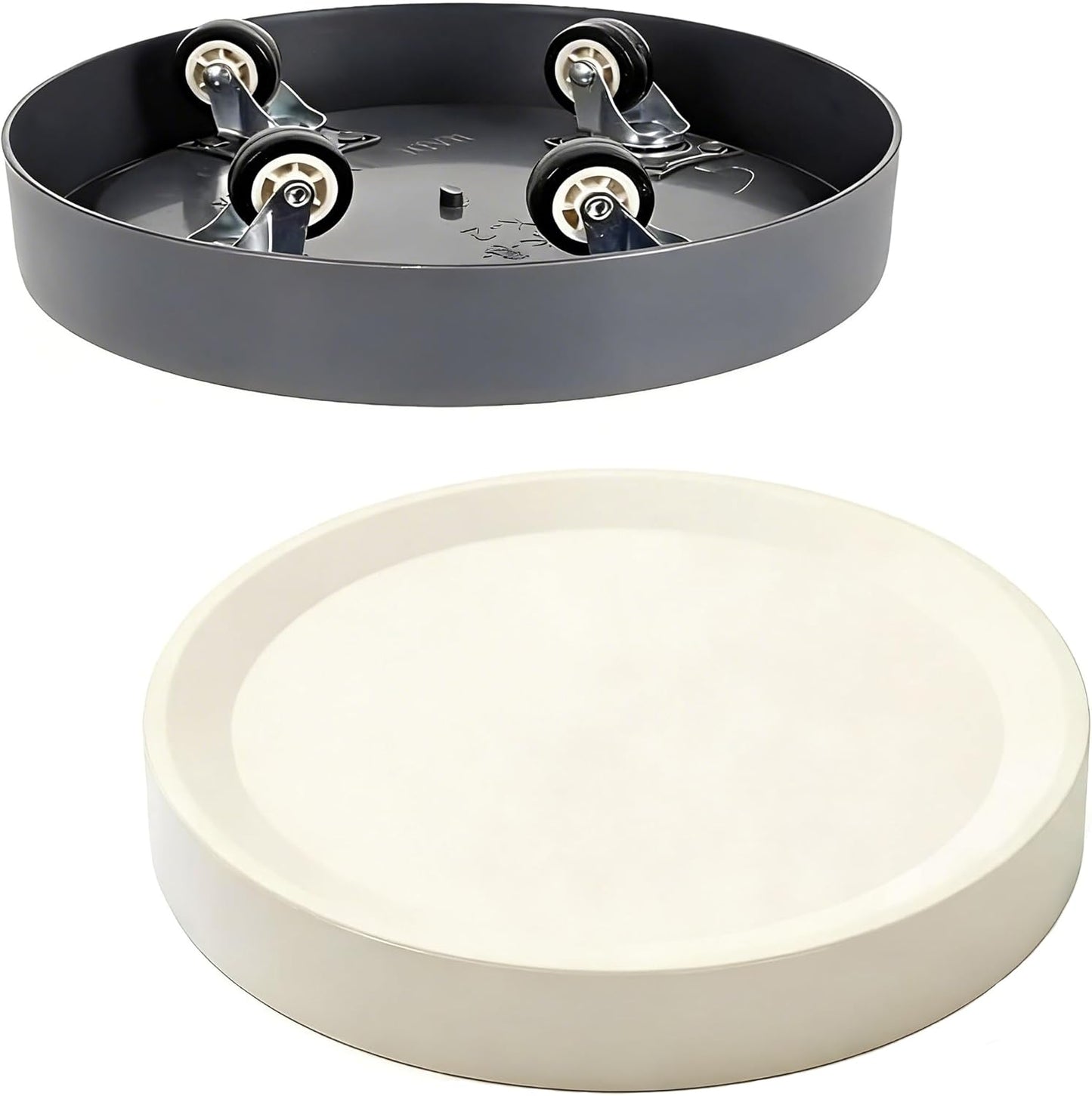 12.4" Wheels,2Pack Ornaments(12.4 inch) Plant Caddy with Hidden Gray+Light Gray Round Heavy Duty Rolling Plant