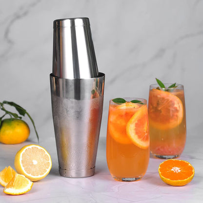 Etens Cocktail Shaker Tins Set Stainless Steel, Pro Bar Style Boston Shakers Bartending, Two Piece Martini Shaker Cup Drink Mixer for Bartender – Silver Bar Tools Weighted Metal Shaking Tin