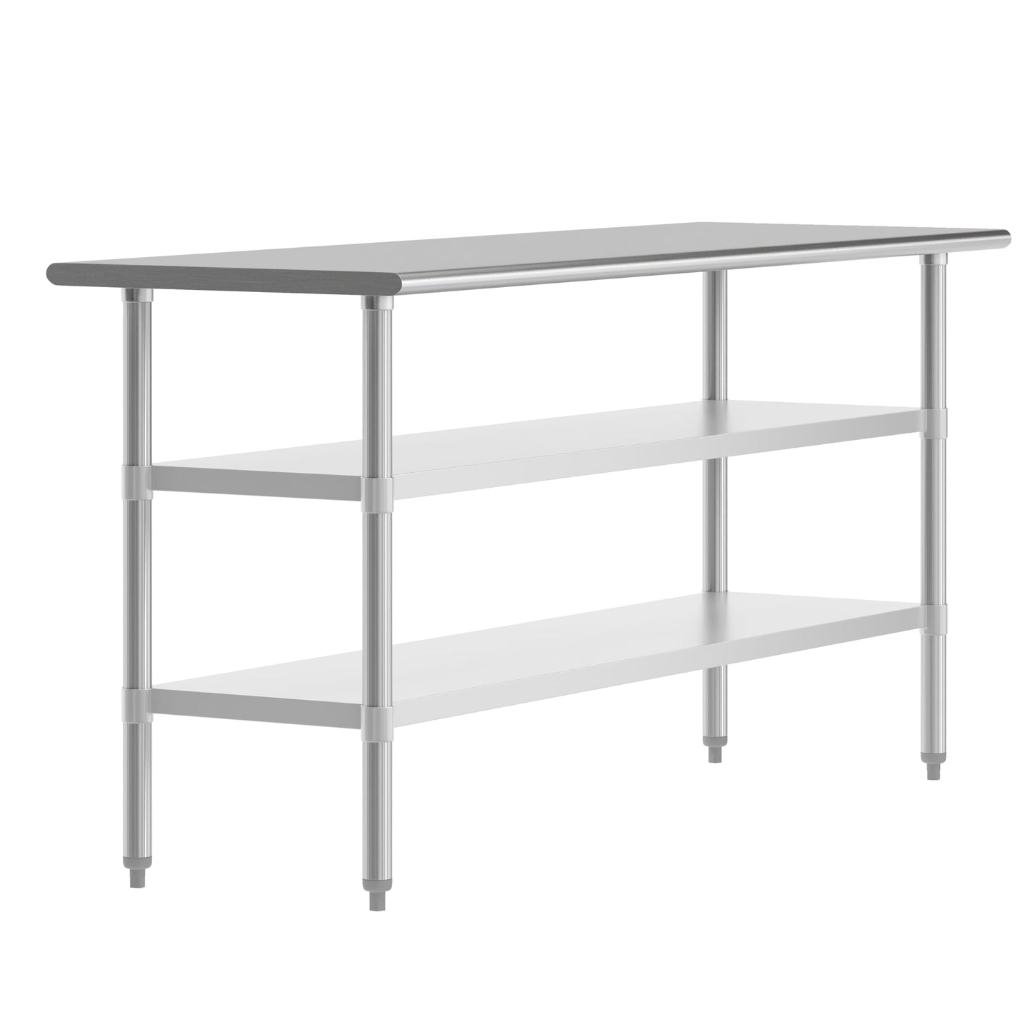 Flash Furniture Reese Stainless Steel 18 Gauge Work Table with 2 Undershelves - NSF Certified - 72" W x 24" D x 34.5" H