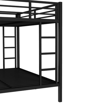Bellemave Metal Twin XL Over Queen Bunk Bed for Adults/Kids,Heavy Duty Adults Bunk Beds with Guardrail & Ladders,Queen Size Bunk Beds for Teens,Black