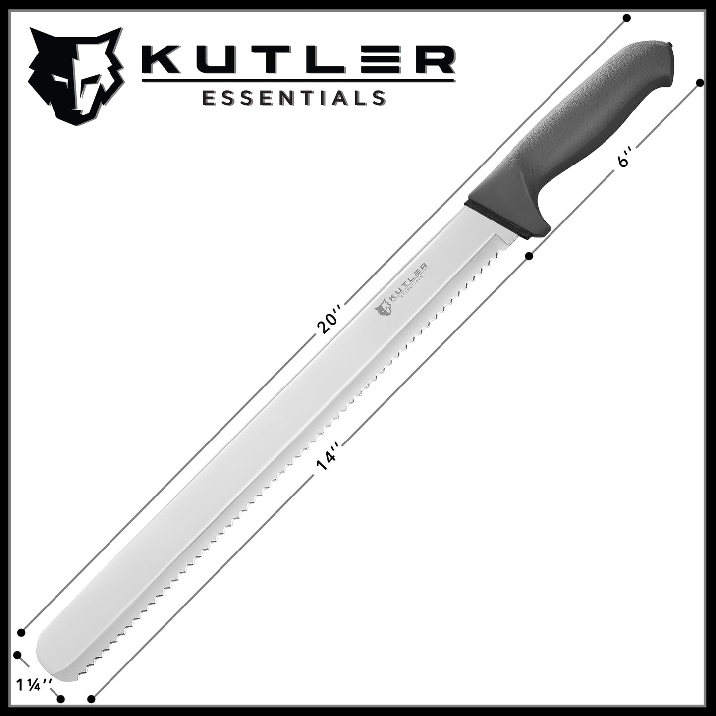 KUTLER Professional 14-Inch Bread Knife and Cake Slicer with Serrated Edge - Ultra-Sharp Stainless Steel Cutlery