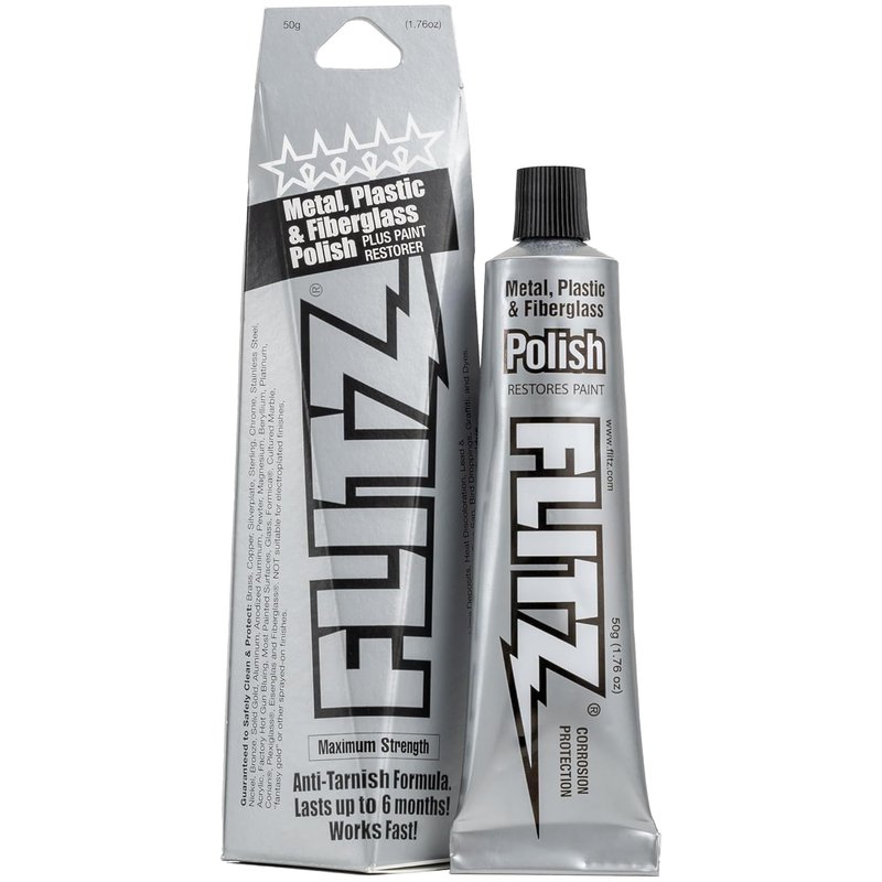 Flitz Metal Polish Paste - 1.76oz USA-Made Polish for Solid Chrome, Stainless Steel, & Aluminum - Non-Abrasive for Light Oxidation - Requires Manual Buffing - Not for Plated/Coated Surfaces (1 Pack)