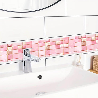 IVN Wallpaper Border Peel and Stick Decorative Wall Trim Self Adhesive Pink Marble Accent Strip for Bathroom Laundry Room Pool Area Mirror Frame Shelf Wall Edge 4x196 Inch Elegant Design