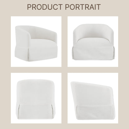 Swivel Accent Chair, 360 Degree Performance Fabric Armchair Modern Barrel Chairs Armchair for Living Room Bedroom Home and Office,Cream White
