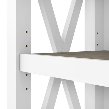 Bush Home Key West 5 Shelf Bookcase - Set of 2 | Tall Bookshelves in Pure White and Shiplap Gray | Sturdy Display Shelves for Library, Living Room, and Home Office