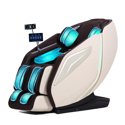RelaxRelife Full Body Zero Gravity Massage Chair with Body Scan 4D Intelligent Shiatsu Strecth Massage, Back/Leg Heated with AI Voice Control Bluetooth Speaker Airbags SL Track Massage Coffee