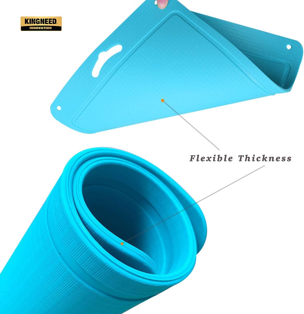 Silicone Chopping Mat, Flexible Thick Cutting Board, Food Grade Material, Non-Slipping, 12.6 x 9.6 inch (Blue)